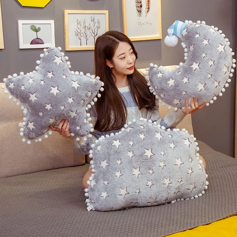 INS Plush Sky Series Luminous Cloud Moon Star Pillow Soft Cushion Kawaii Stuffed Plush Toys For Children Baby Kids Toy Girl Gift plush toys star pillow