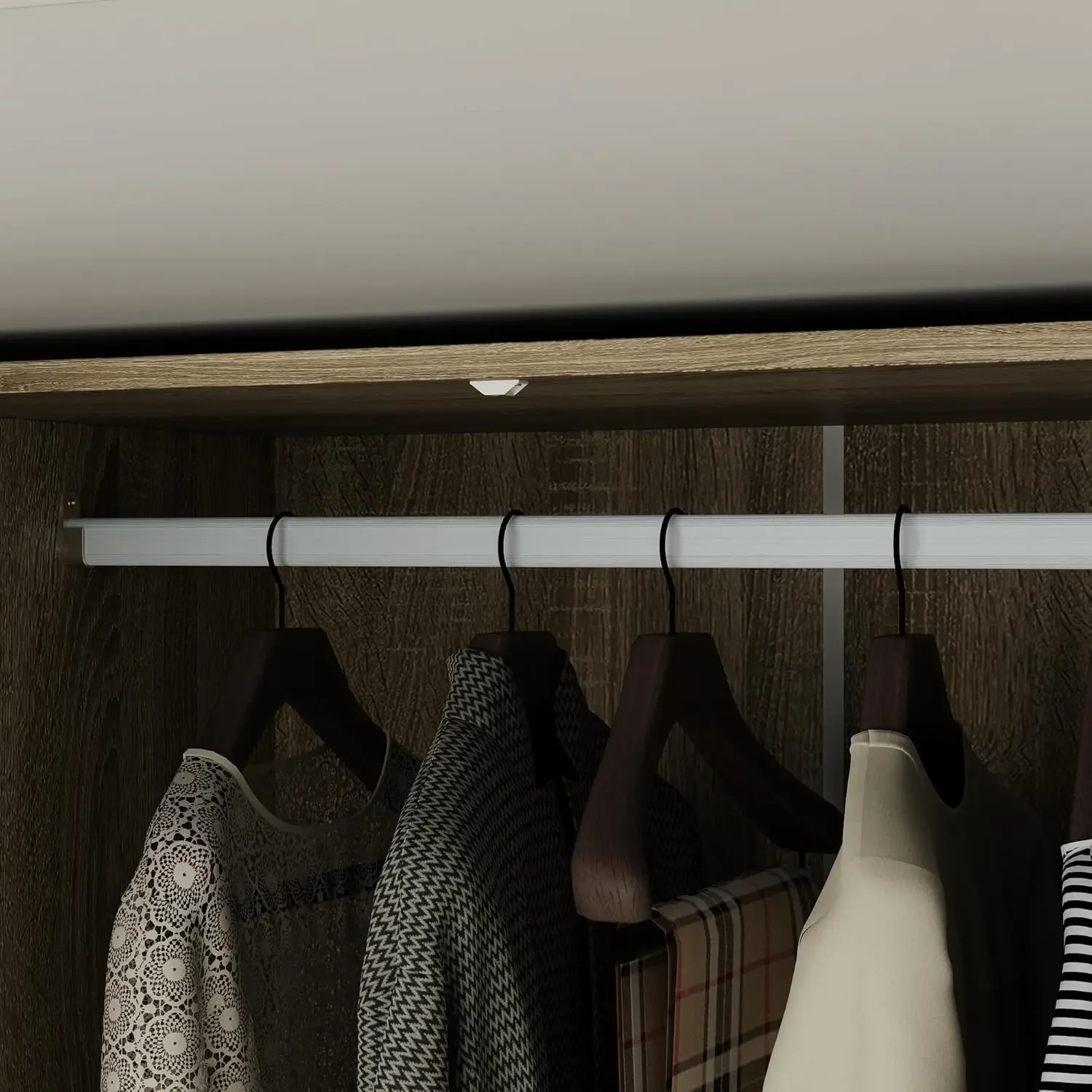 NEW-Ratten Wardrobe Armoire Closet,3 Door Rattan Closet Wardrobe Cabinet with 3 Drawers&Hanging Rod,Storage Wardrobe Armoire Dre