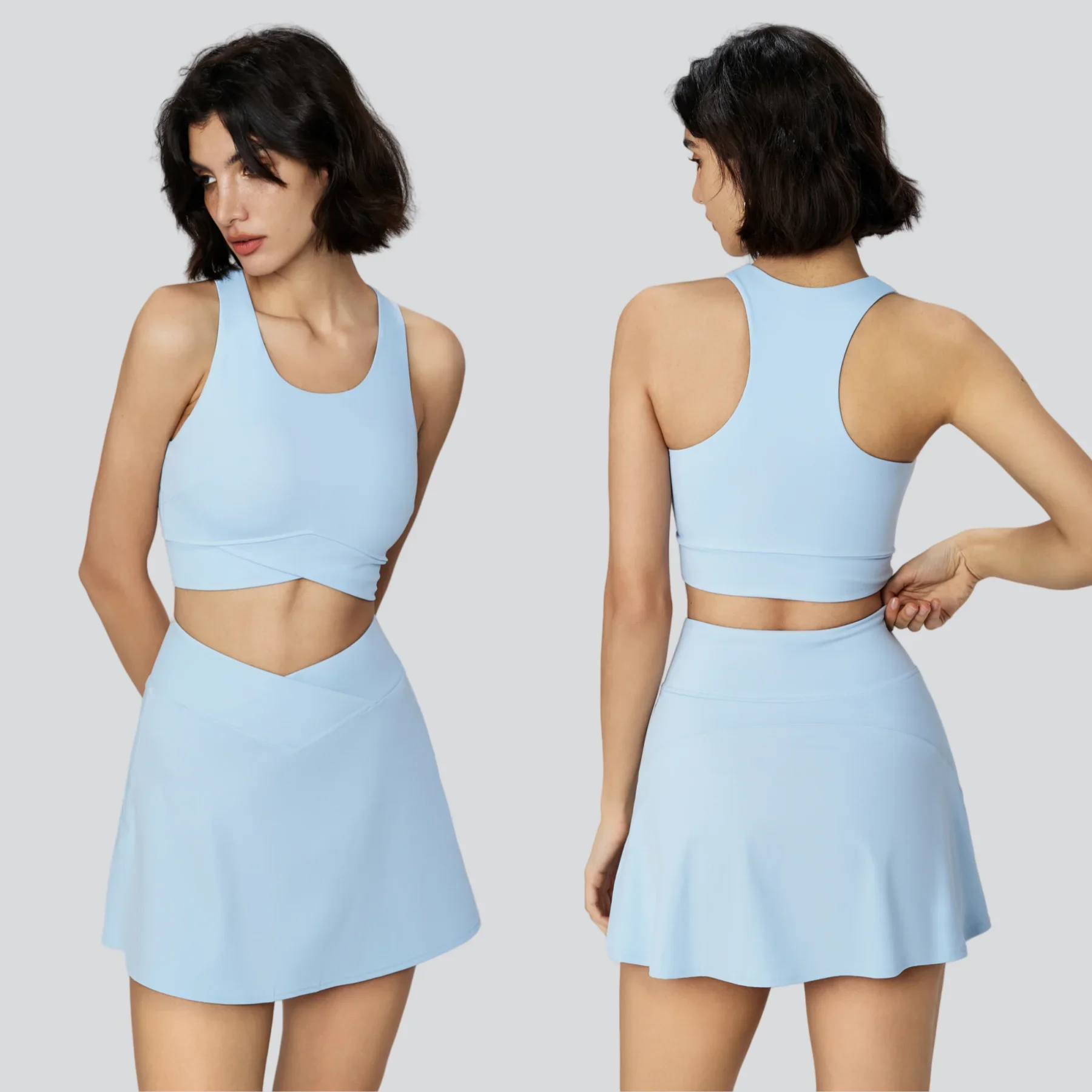 Cross Waist Tennis Skirt Women Casual Sport Running Summer Breathable Yoga Fitness Golf