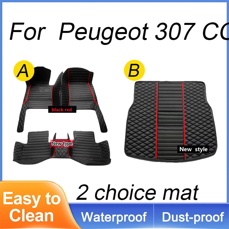 

Car Floor Mats For Peugeot 307 CC 2003-2010 DropShipping Center Interior Accessories 100% Fit Leather Carpets Rugs Foot Pads