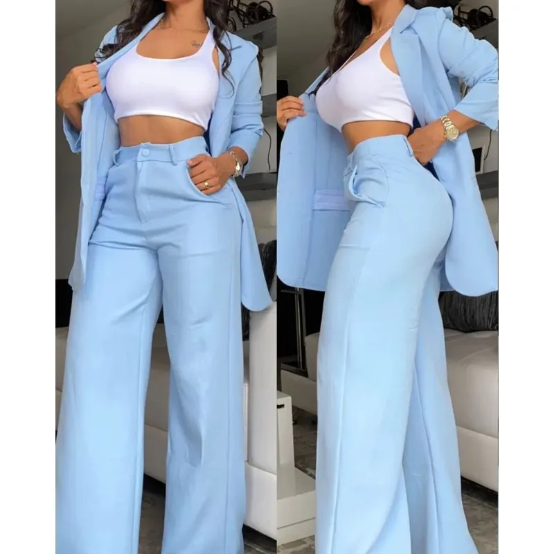 

2023 Spring Autumn New Women's Solid Color Commute Lapel Suit Casual and Comfortable Commuter Suit