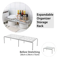 Expandable Kitchen Cabinet Organizer (35-67cm) Storage Rack Kitchen Shelf Dish Bowl Organizer Condiment Rack Kitchen Utensils 1