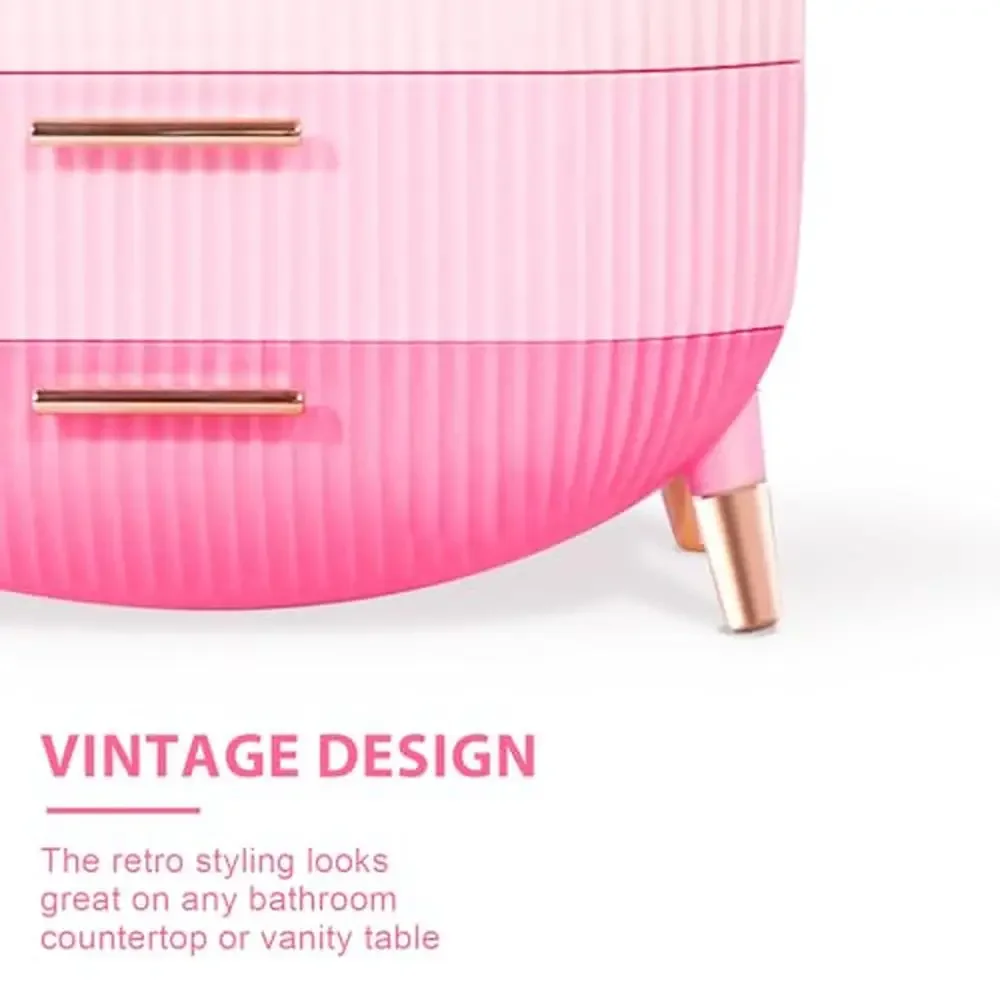 Portable Oval Cosmetics Organizer with Compartment Drawers Makeup Storage Box Vanity Dresser Clear Lid Easy Access Ideal Gifts 3