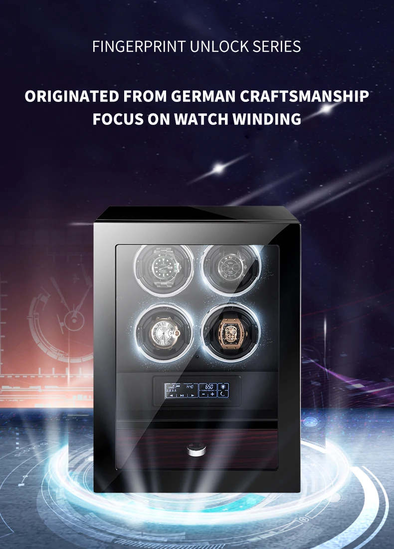 Se4b6284e38204abaa02a8046c9f0e4feP Embers Mechanical Watch Winder Automatic Winding Wooden Watch Storage Box Fingerprint Safe With Jewelry Box