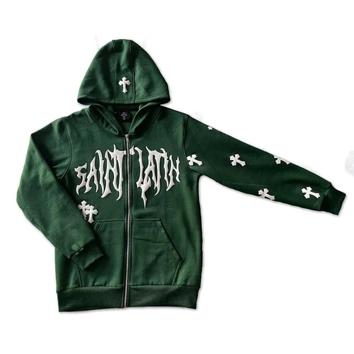 Y2k Men Emo Streetwear Hoodie Zip Up 스웨터 요정 그런지 풀오버 오버 오버 사이즈 레터 크로스 고스 자켓 탑스 후드 의류, 스트리트웨어 남성용 4