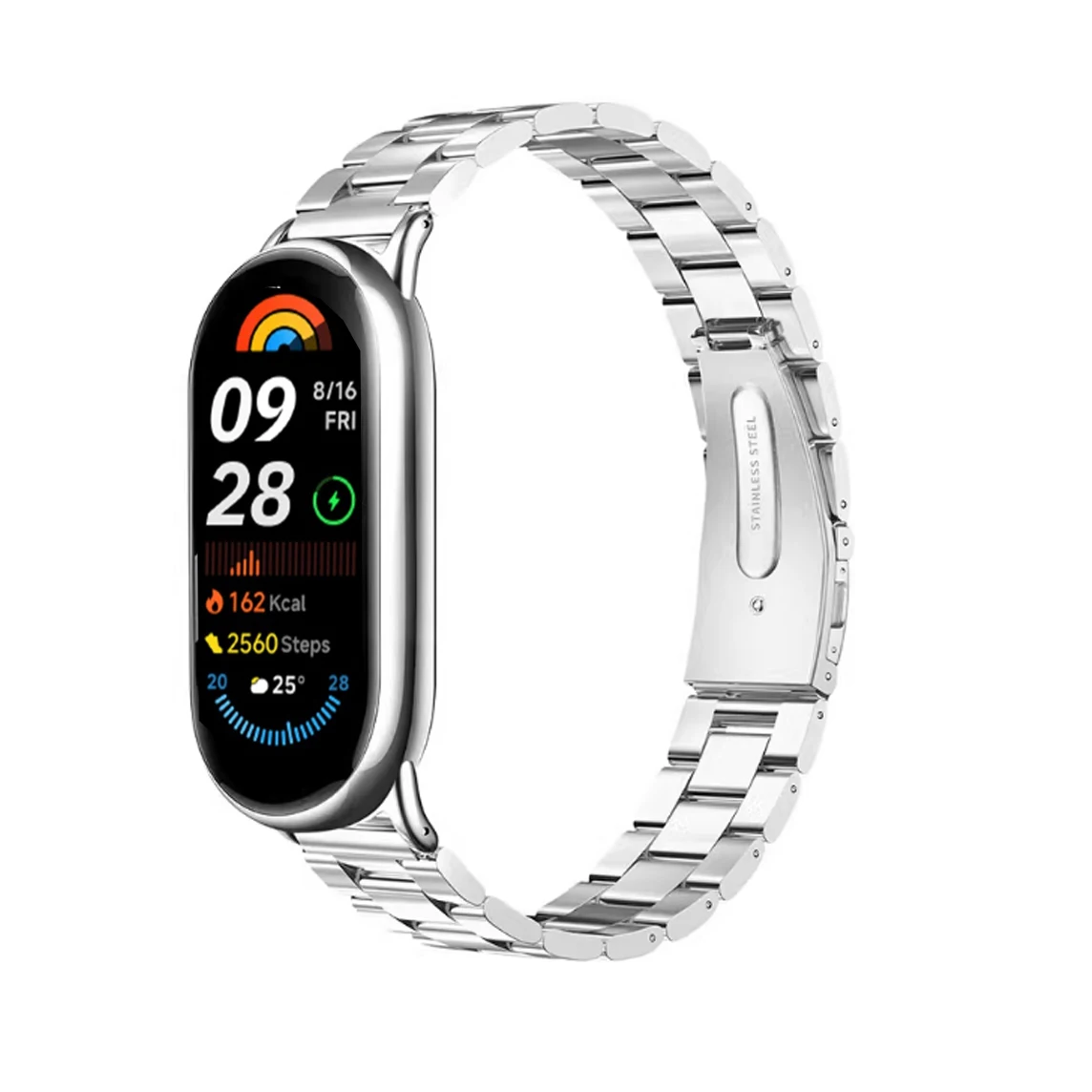 Elegant Three-Bead Stainless Steel Wristband Replacement Strap