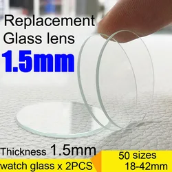 Premium Flat Round Watch Glass Crystal Replacement (2PCS, 1.5mm Thickness) - Precision Repair Lens - Thickness 1.5mm (Diameter 39.5mm)