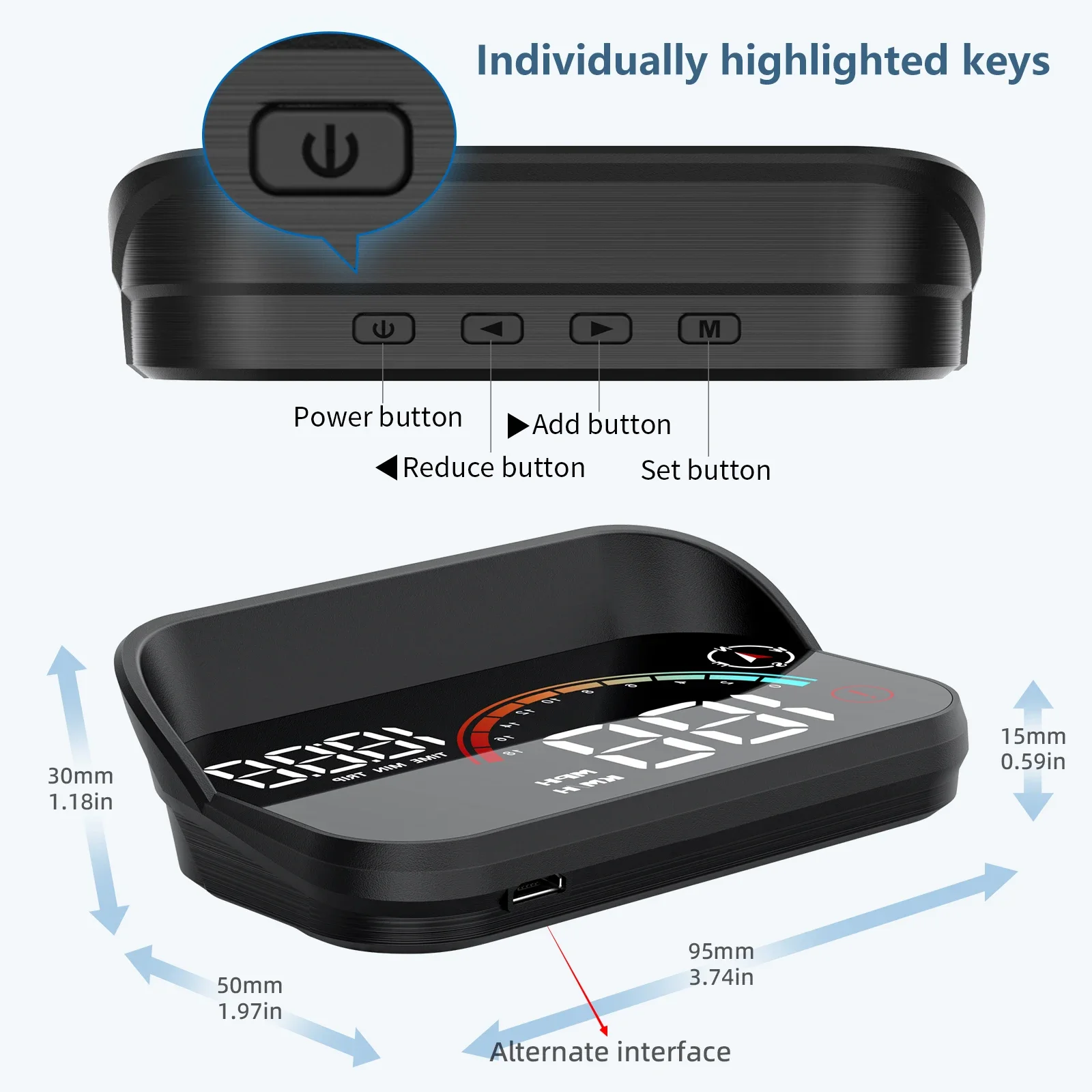 Universal Car Digital High-Definition GPS Speedometer HUD with Windshield Projection and Plug & Play Functionality