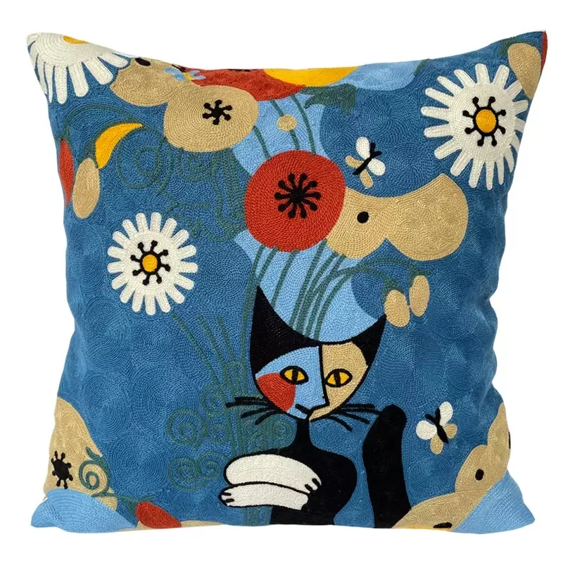 Decorative Pillowcases with Picasso Abstract Paintings, Embroidered Cushions Covers 5