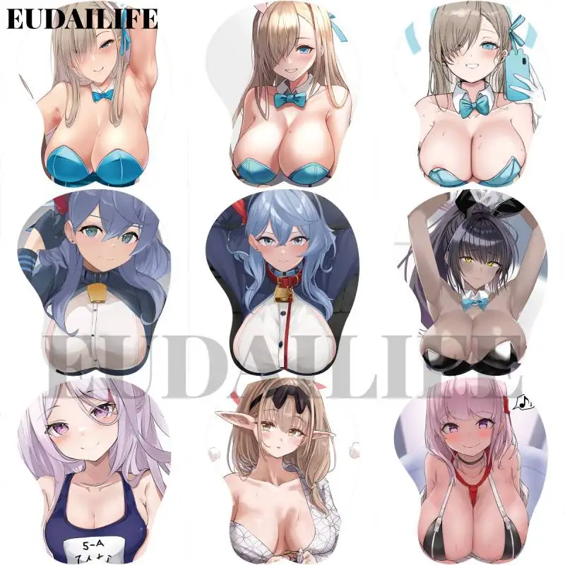 

3D коврик для мыши Asuna Hino Iori, синий архивный коврик для мыши, подставка для запястья, коврик для мыши, силиконовый мягкий коврик для мыши Oppai, для работы в офисе