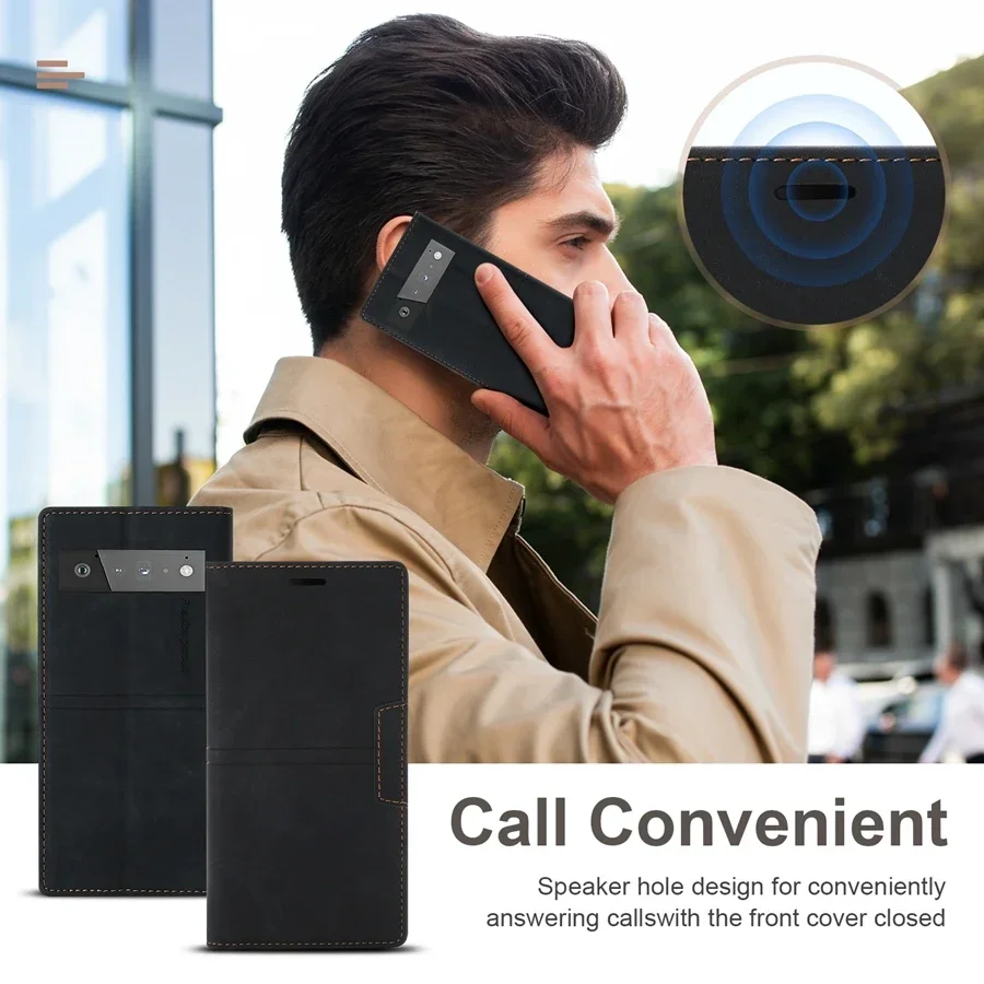 Luxury Leather Magnetic Flip Wallet Case - Premium Suction Card Holder