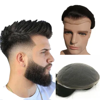 Parrucchino NLW per uomo protesi per capelli umani sistema di sostituzione dei capelli in pizzo svizzero da uomo base 10*8 pezzi di capelli