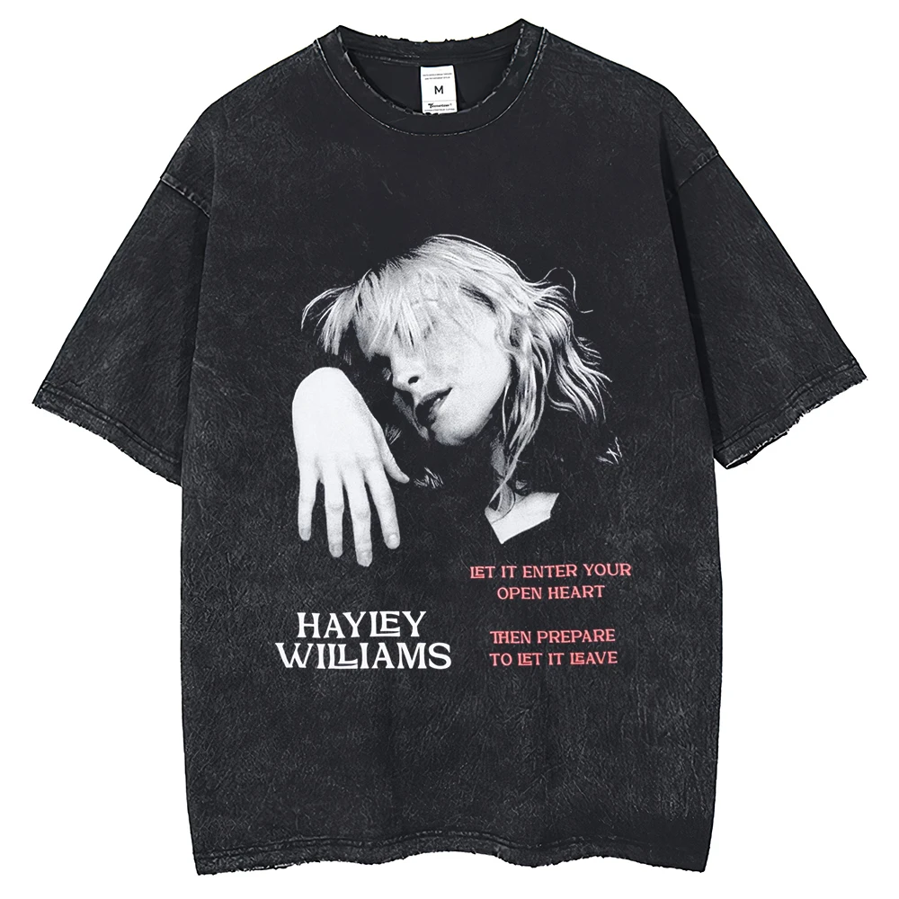 Hip Hop Herren Washed T-Shirt Oversize Portrait Print T-Shirt Retro Kurzarm Herrenmode Street Wear Hip Hop Top T-Shirt – Detail 3