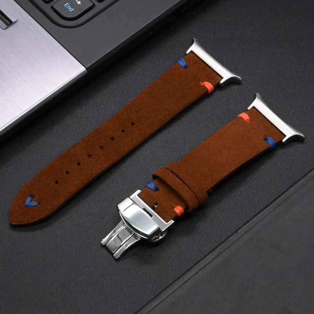 Handmade Soft Leather Strap for Smartwatch - No Gap Curved End Bracelet