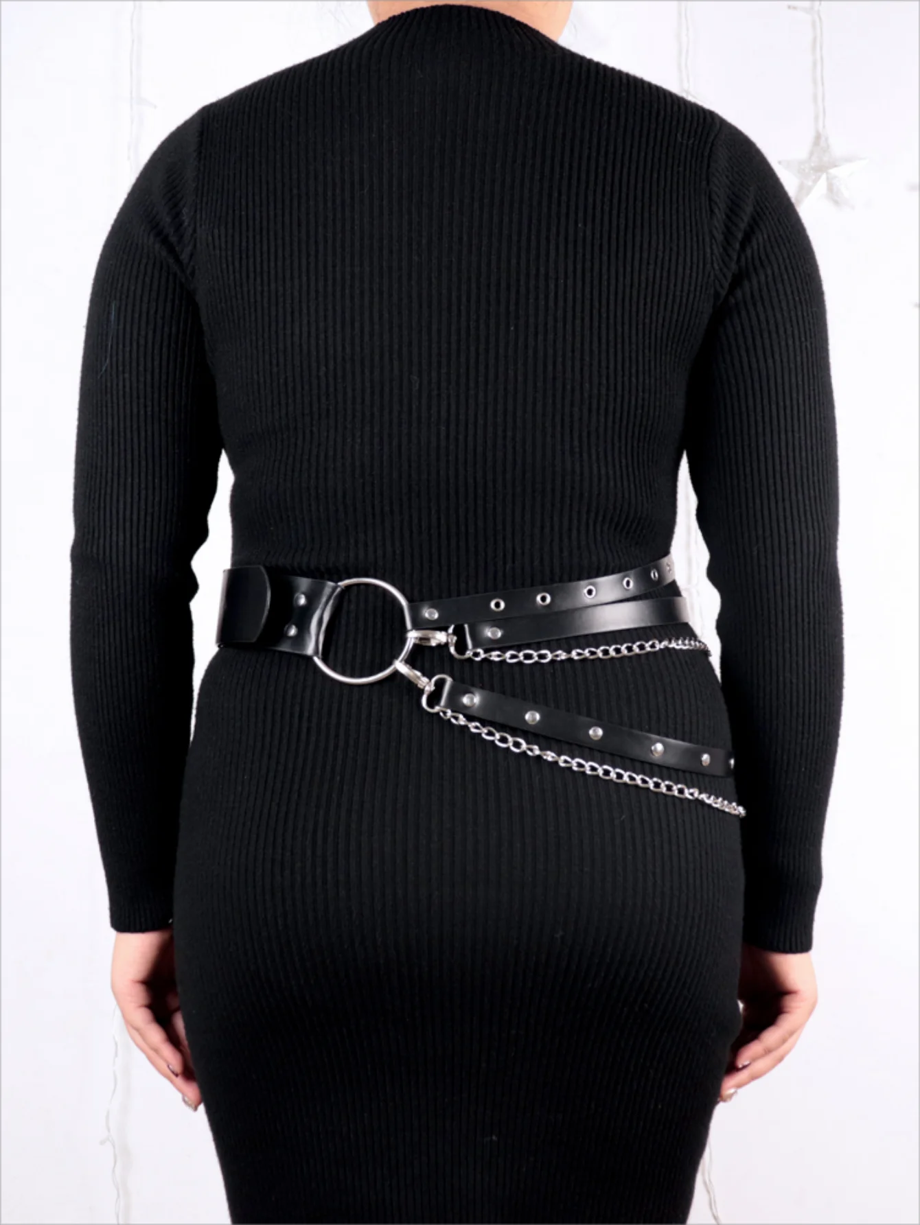 Damen Sexy Beinketten-Harness, Strumpfbandgürtel, Taillenkorsett, Ledergürtel, Oberschenkel-Harness, Gothic-Kleidungszubehör – Detail 10