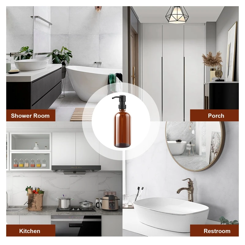 A01F-Glass 18 Oz Hand Glass Bottle Stainless Steel Push-Type Dispensing Bottle Soap Dispenser