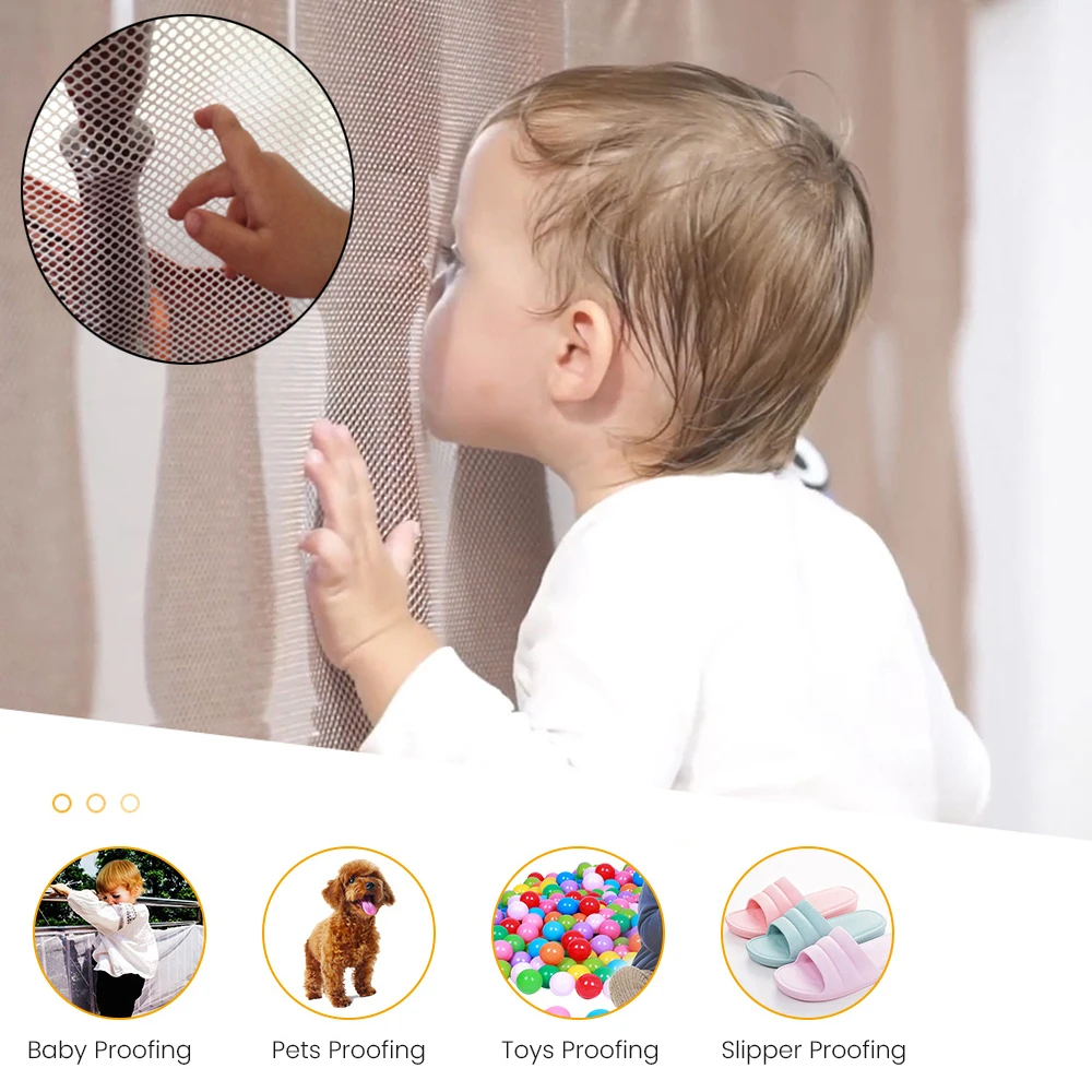 3Meter Child Proofing Banister Guard Net Outdoor Balcony and Indoor Stair Railing Safety Mesh With Tying Ropes Security Supplies Child Safety Net