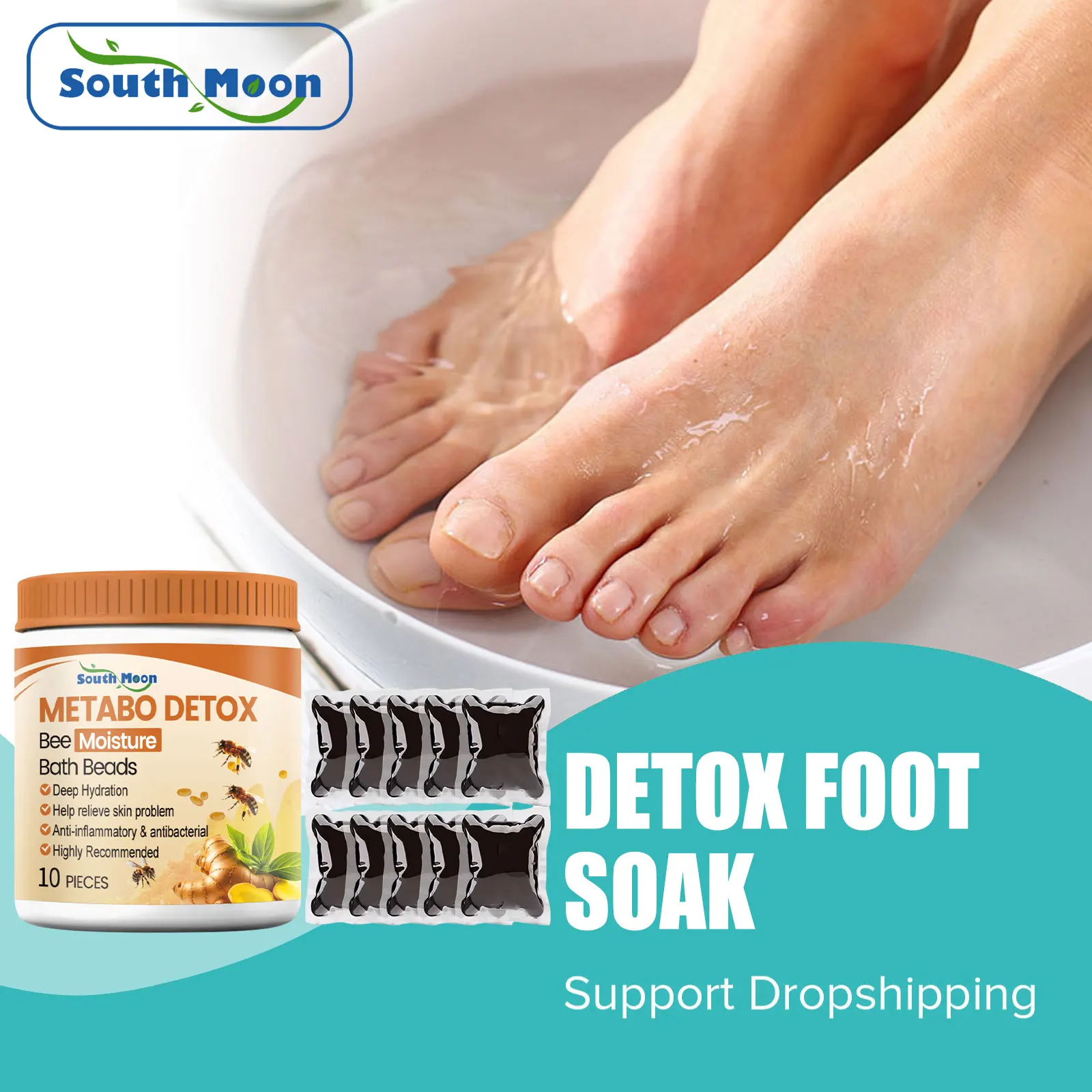 Bee Venom Foot Soak Beads Lymphatic Drainage Body Detox Remove Odor Relieve Leg Fatigue Improve Sleep Foot Cleansing Soak Gel