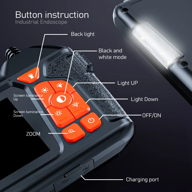 HD 1080P 4.3 Inch Waterproof Endoscope Camera