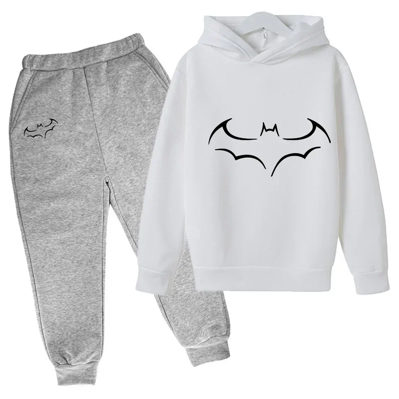 thumbnail image 1 of Sudadera con capucha y pantalones para niños de primavera y otoño, 2 piezas, traje con estampado de murciélago, sudadera deportiva de 2 a 12 años, ropa para niños y niñas, chándal informal, 1 of 5