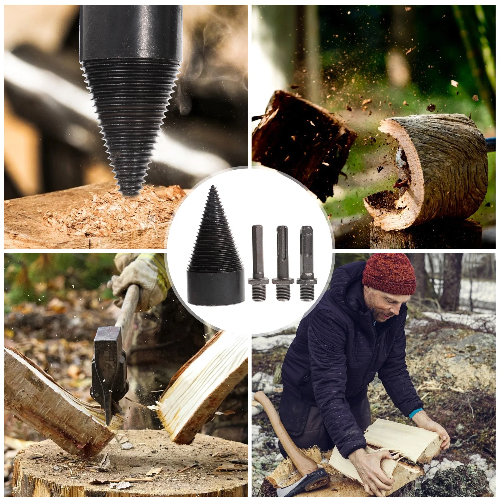 Firewood Drill Log Splitter Bit Woodworking Tool Hex Steel Splitting Electrical Tools