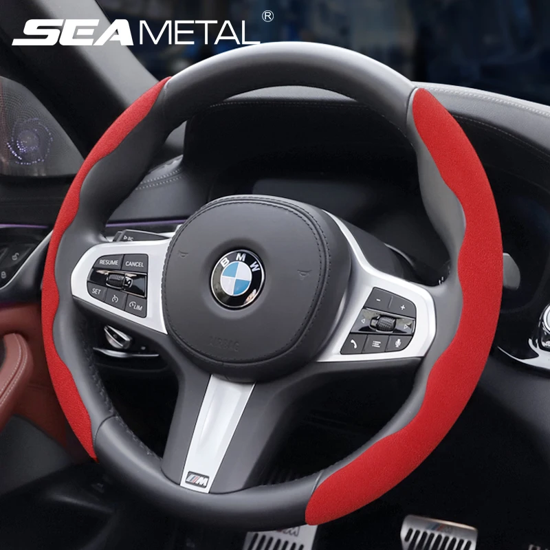 Suede Car Steering Wheel Cover 38cm Universal Anti Slip