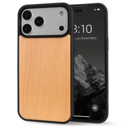 Deluxe Shockproof Walnut Cherry Wood Phone Case with Soft Bumper Cover - iPhone 17 Pro (Style2 - Cherry Wood)