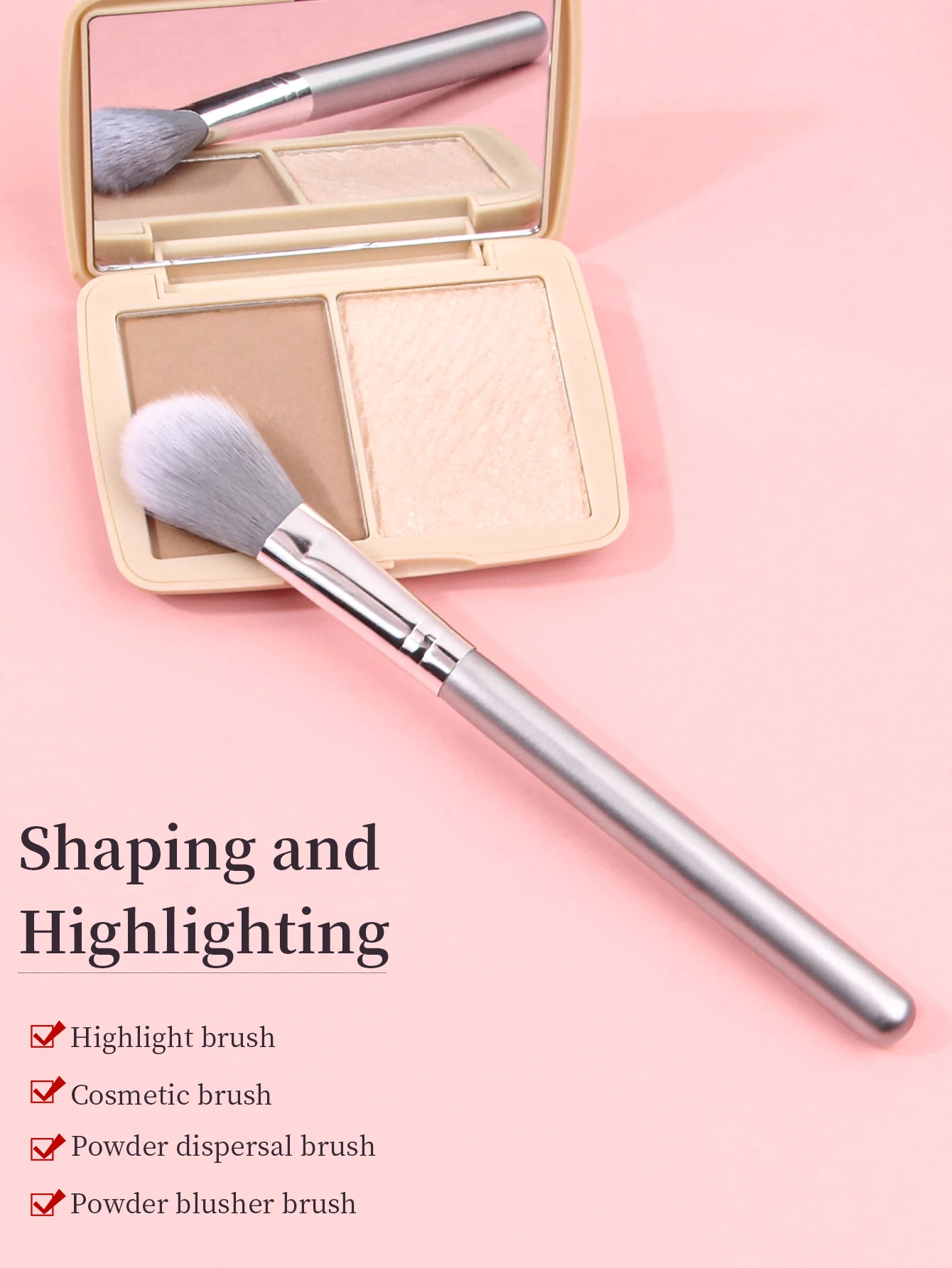1PCS soft hair blush highlighter brush suitable for home or travel to use portable makeup brush 2