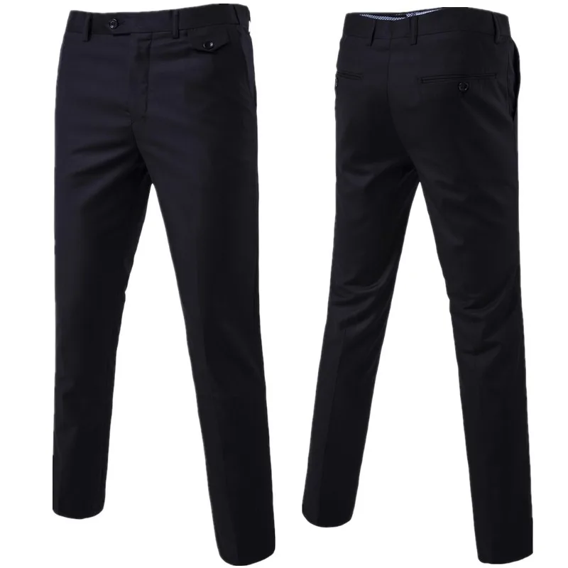 Pantalon de costume ajusté noir pour hommes