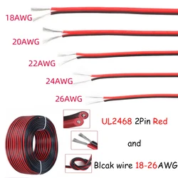 Durable Red and Black Electrical Wire - 2 Core Tinned Copper Extension Power Cable - 22 AWG