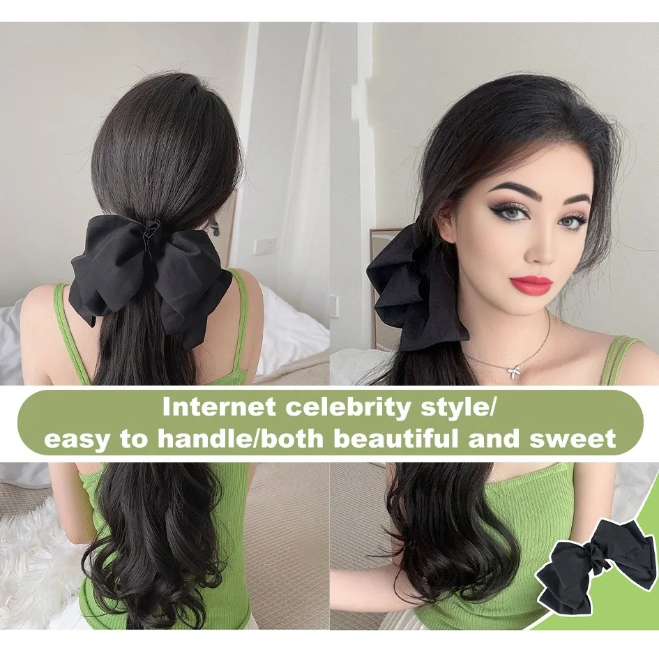 Synthetic 10inch 12inch 14inch 16inch ponytail wig for women with long curly hair high ponytail, bow tie low braid fake ponytail