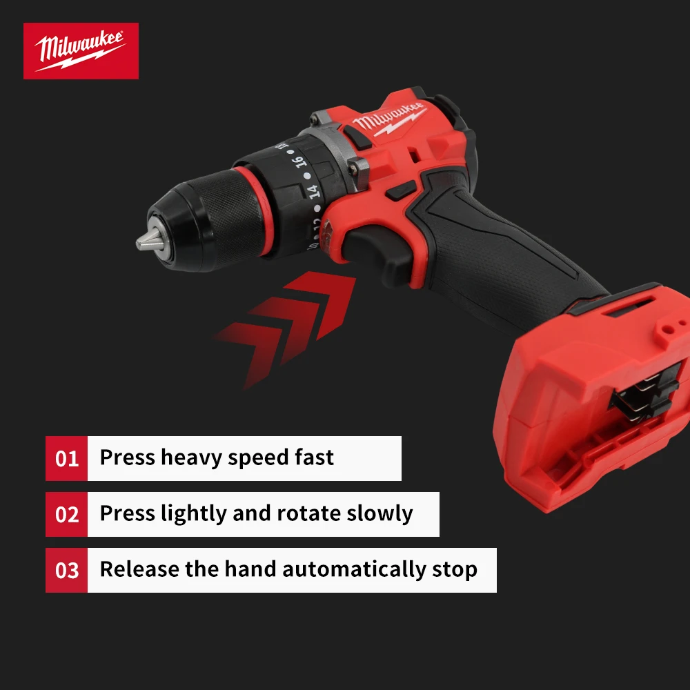 Milwaukee 18V Brushless Electric Drill 150N Electric Percussion Drill. M Decoration Cordless Screwdriver Rechargeable Power Tool 5