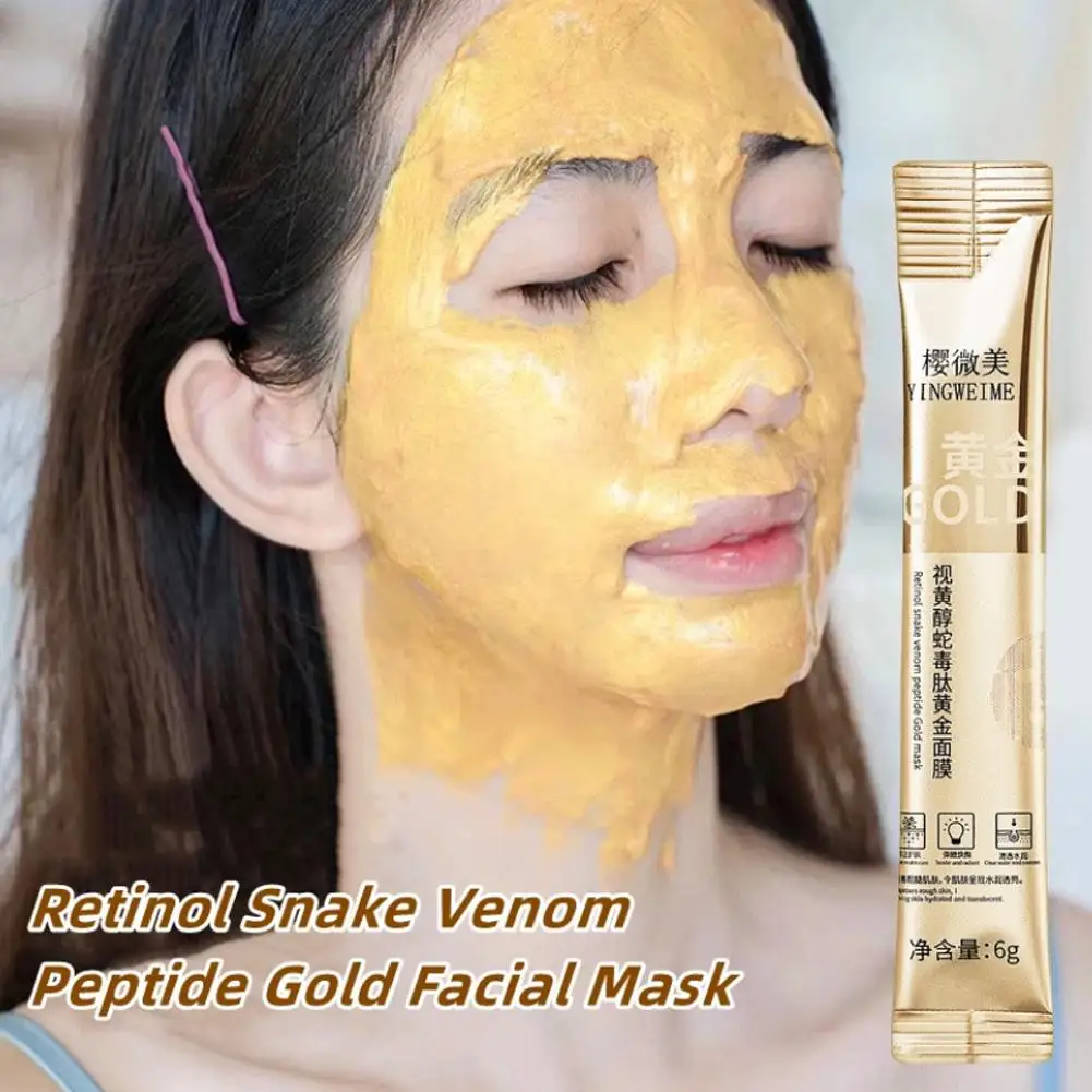 

6ml X10pcs Retinol Snake Peptide Gold Mask For Face Women Clear Pore Tear-Off Smear Mask Faciales Skin Care Products A5S9