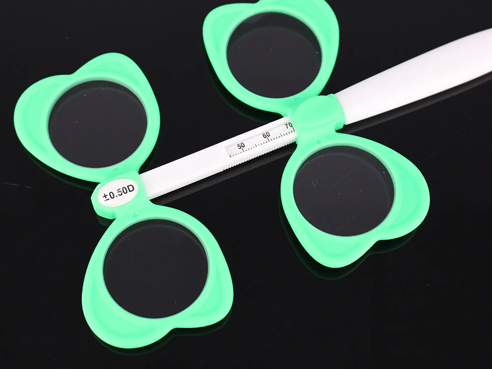 1pc Kids Plastic 4-Lens Confirmation Test Ophthalmic Flipper Eye Trainer Optometry Tool Green Color