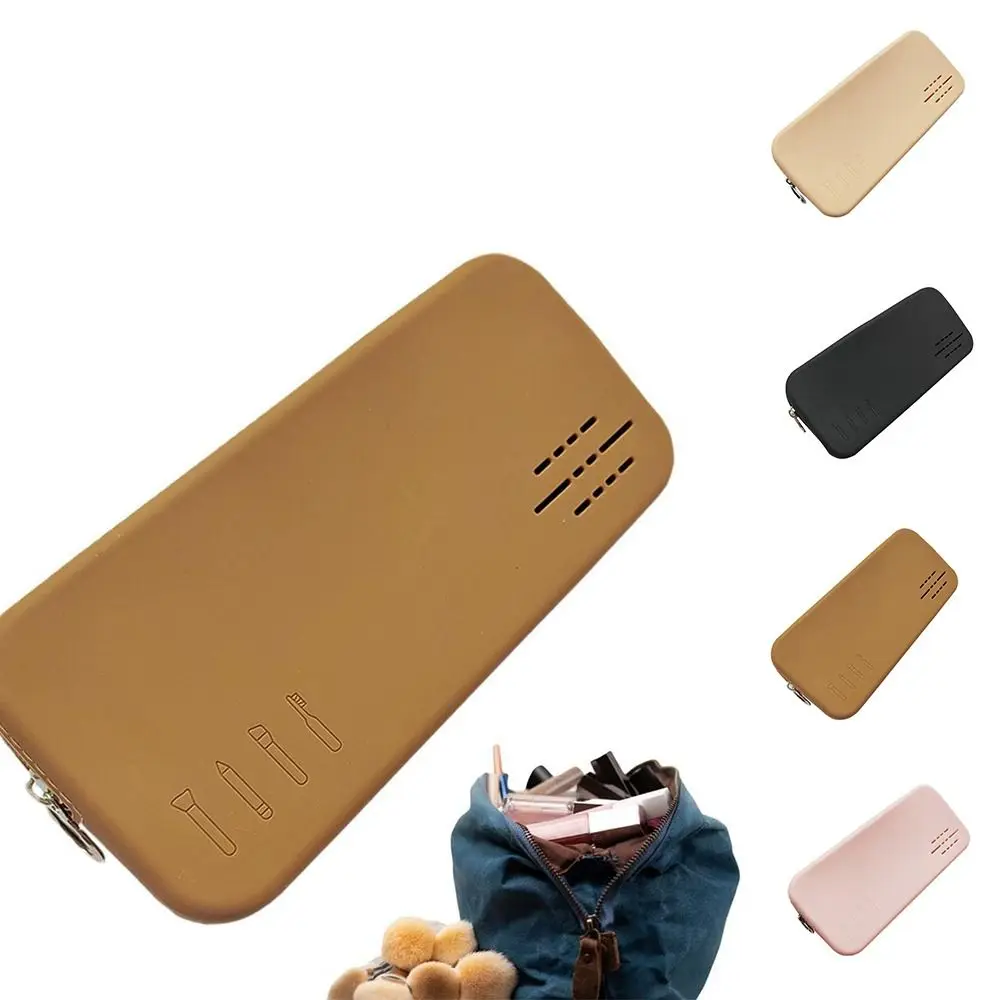 

Large Capacity Silicone Makeup Bag Zipper Solid Color Square Makeup Brush Bag Beauty Tools Pouch Makeup Tools Holder Travel