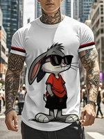 New personalized cartoon rabbit T-shirt for men with street style short sleeves and quick drying fabric comfortable 4