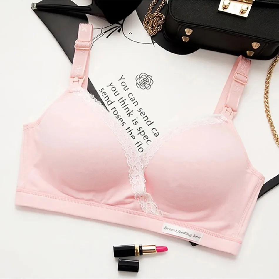 Maternity Lacating Nursing Bras without Underwire Soft Comfortable Gathering Anti Sagging Adjustable Buttons Soutien Allaitement 4