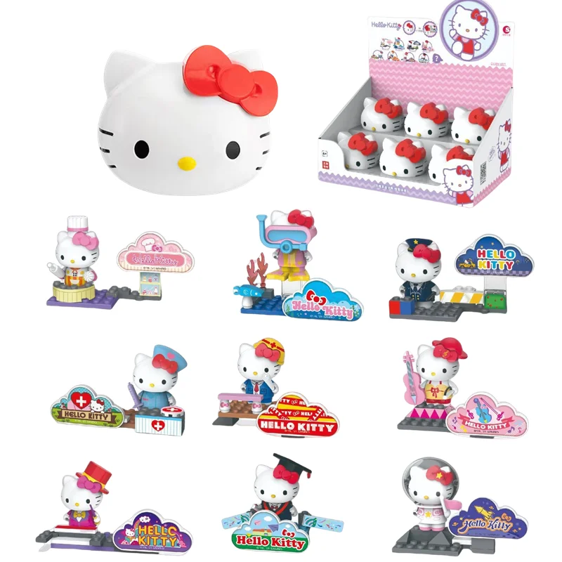 Sanrio Hello Kitty Anime Actionfigur Peripheriemodelle Statue Zusammenbaubares Spielzeug Desktop-Ornament Blindboxen Geburtstagsgeschenke