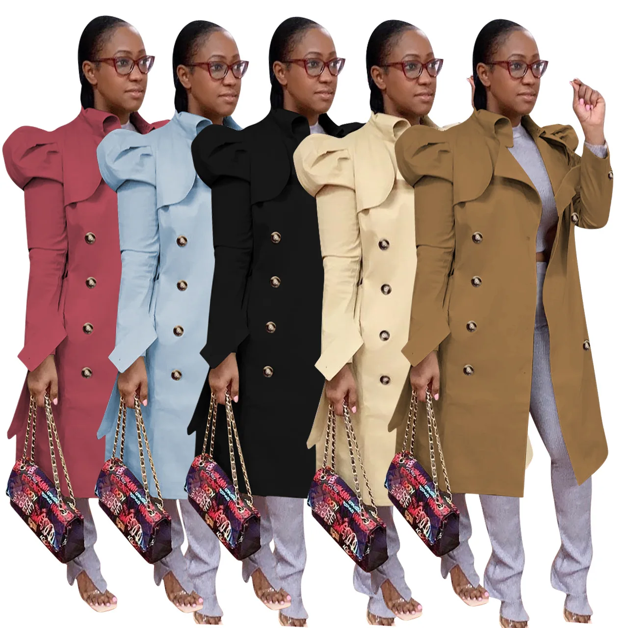 

Casual long trench coat