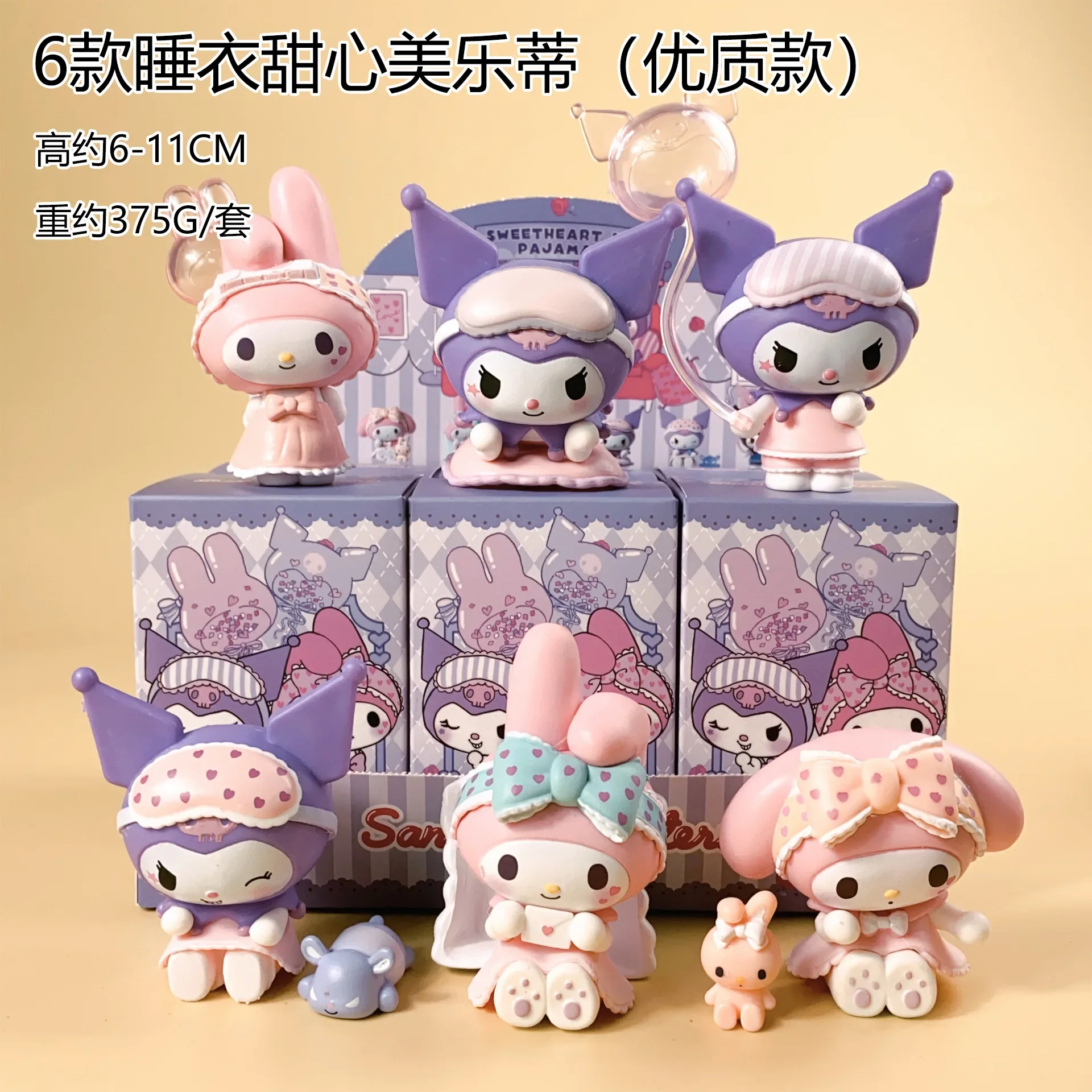 

Melody Kuromi Periphery Sanrio Figure Toys Sets Ornaments Kawaii Cinnamoroll Anime Figure Cute Girls Boys Birthday Gift