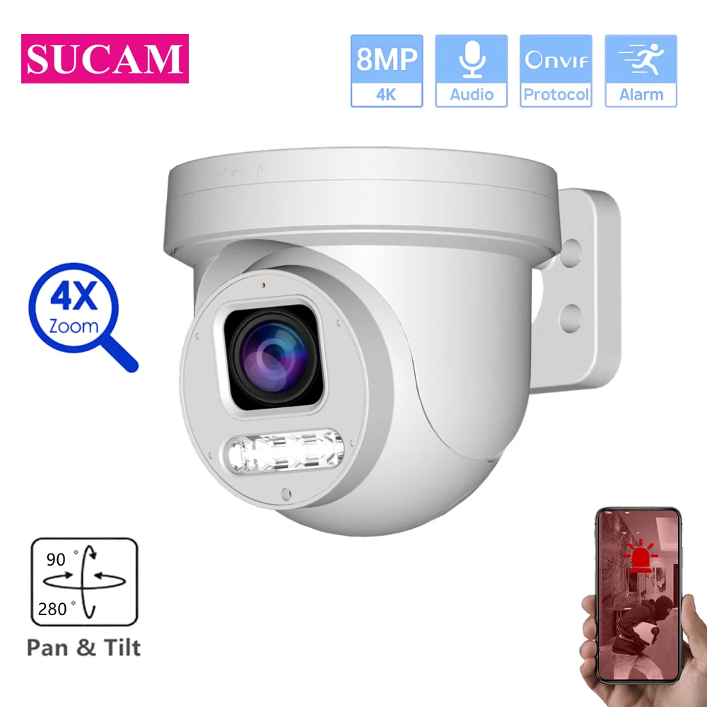 4K Pan Tilt Zoom IP Camera Dome Outdoor 30M Night Vision Audio Video Surveillance POE IP ONVIF CCTV Home Security Network Camera