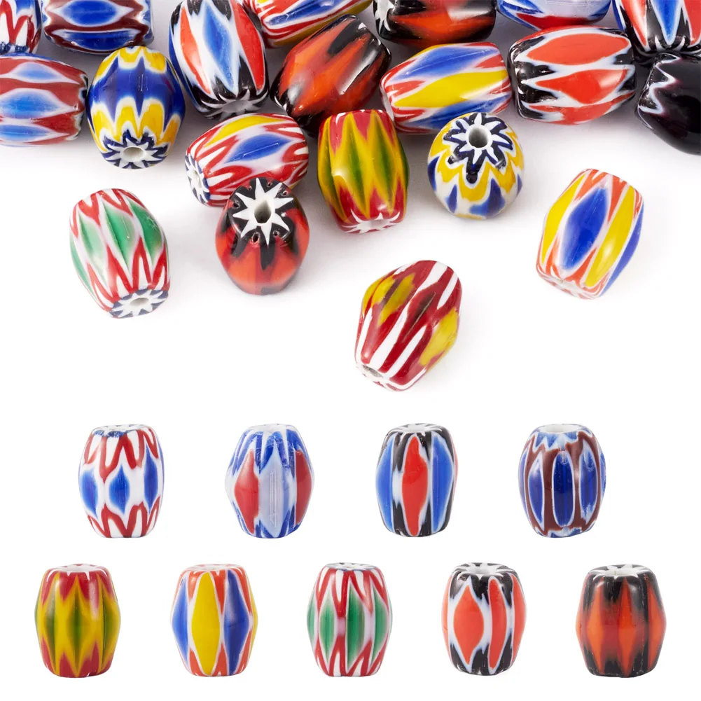 

20pcs Handmade Millefiori Lampwork Beads Barrel Flat Round Beads for Jewelry Making Bracelets Accessories