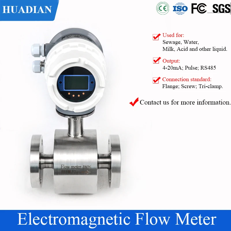 เครื่องวัดการไหลของแม่เหล็กไฟฟ้าจอ LCD เอาท์พุท4-20mA RS485น้ำนม DN65 DN40 DN50 1