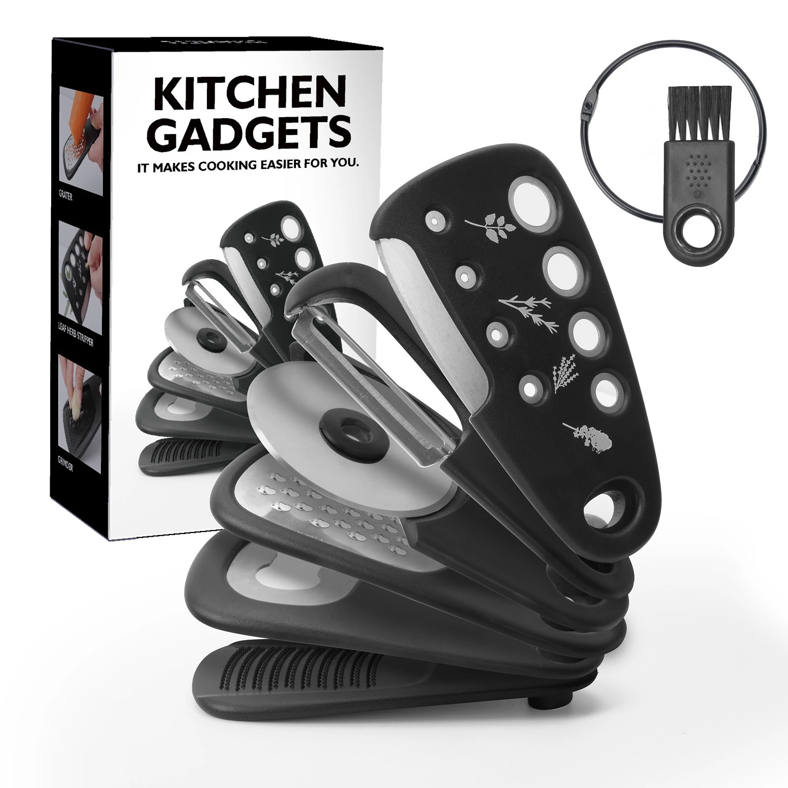 

Stackable Kitchen Gadgets 6 Pieces Paring Knife Vanilla Cutter Garlic Grinder Can Openers Cheese Planer Pizza Cutter Amazon