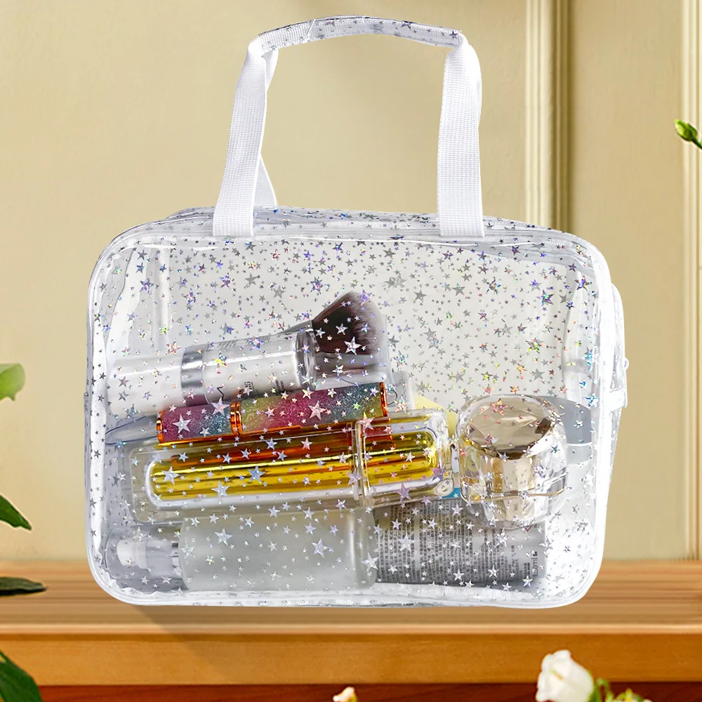 Neuankömmling Kosmetiktasche für Frauen, tragbare Reise-Kulturtasche, langlebiges PVC-Material, Reißverschluss, großer, transparenter Make-up-Organizer – Detail 8