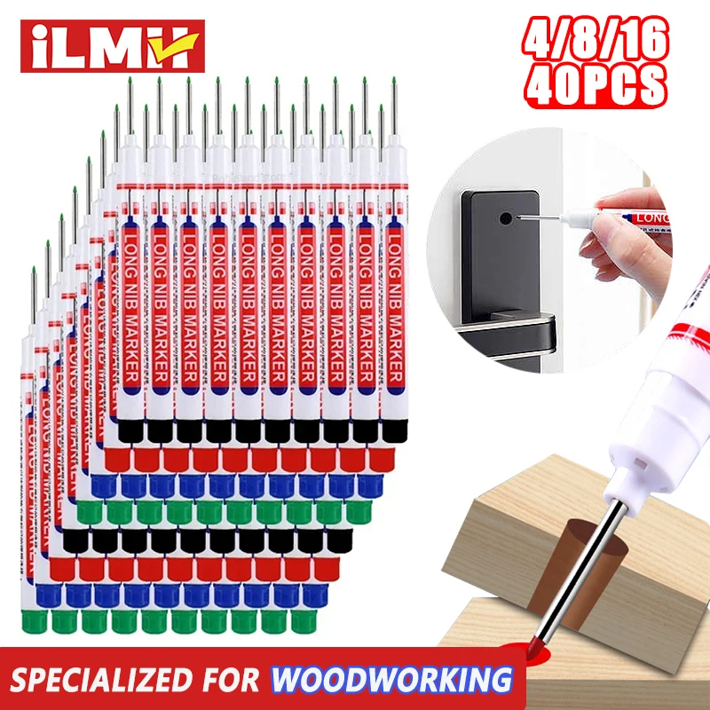 4-40Pcs 금속 천공 펜에 대 한 20mm 깊은 구멍 긴 펜촉 머리 마커 방수 욕실 목공 장식 다목적 도구