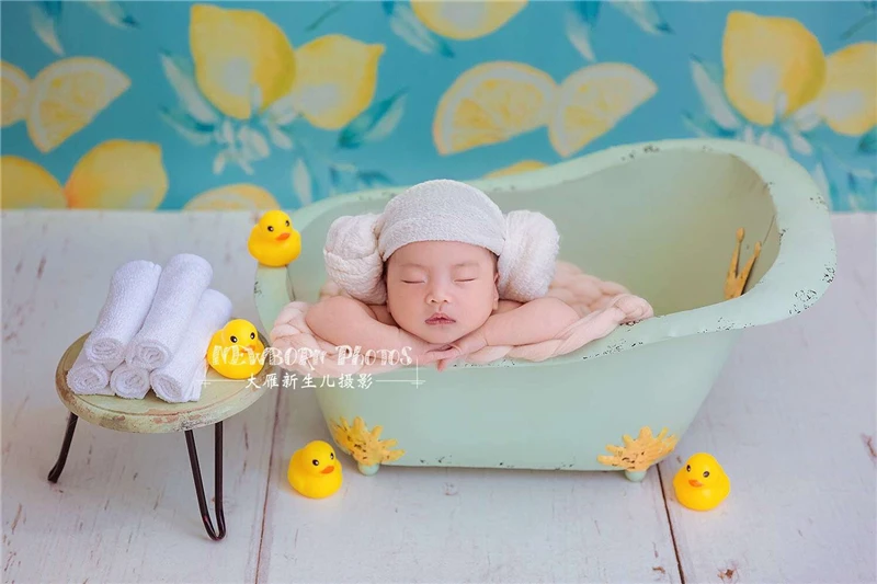 Dvotinst Baby Photography Props Cute Mini Bathtub Retro Posing Green Tub Fotografia Accessories Studio Shooting Photo Props