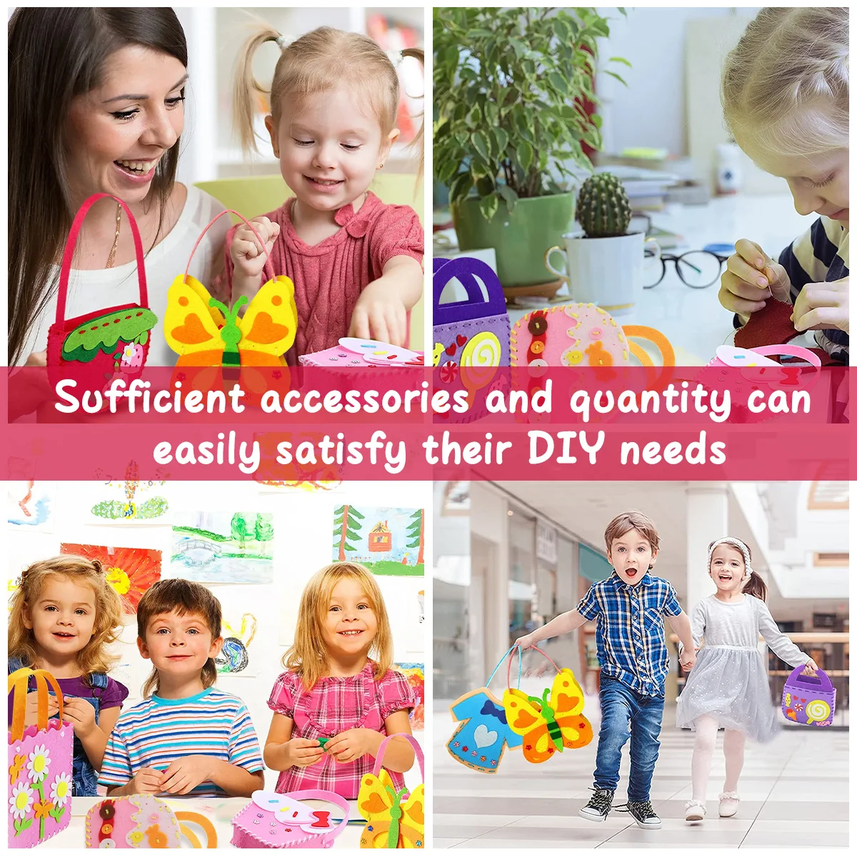 Child Puzzle Simulation Sew Set 8Pcs/set Child Puzzle Simulation Sew Set DIY Felt Bag Set Kid Education Toy Craft Safe Needle Thread Felt Bag Boy Girl Gift