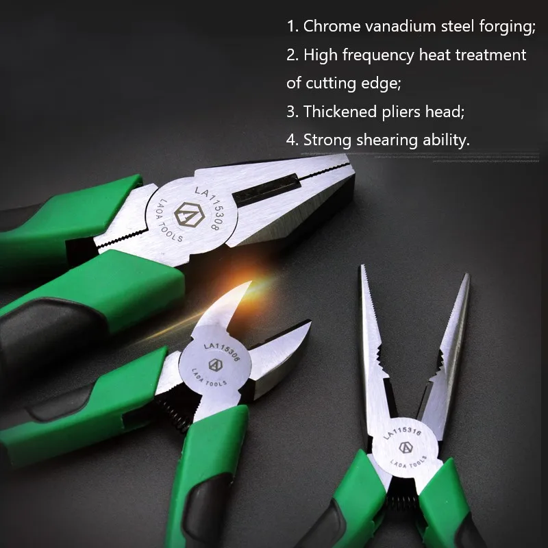 LAOA CR-V 낚시 플라이어, 일본형 긴 코 대각선 플라이어, 와이어 커터, 측면 절단 니퍼, 멀티 툴, 6 인치