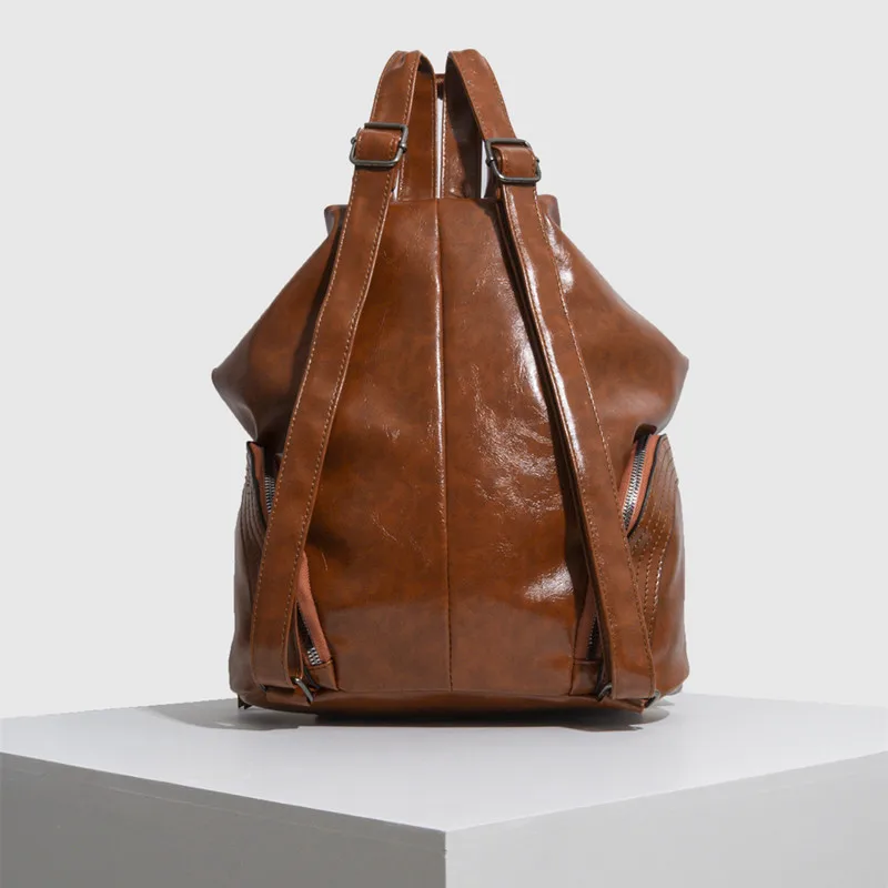 Vintage leather women's backpack fashion Feminina travel backpack trendy anti-theft school bag for girls
